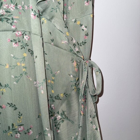Lauren Conrad Green Floral Ruffle Wrap Maxi Dress Size M - Picture 3 of 6